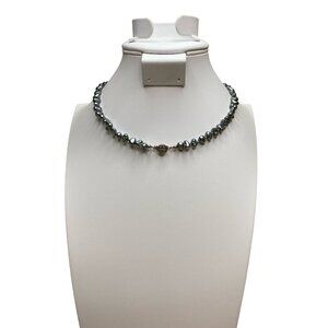 Silver Pearl Collar Necklace Box Clasp‎ Vintage 16"